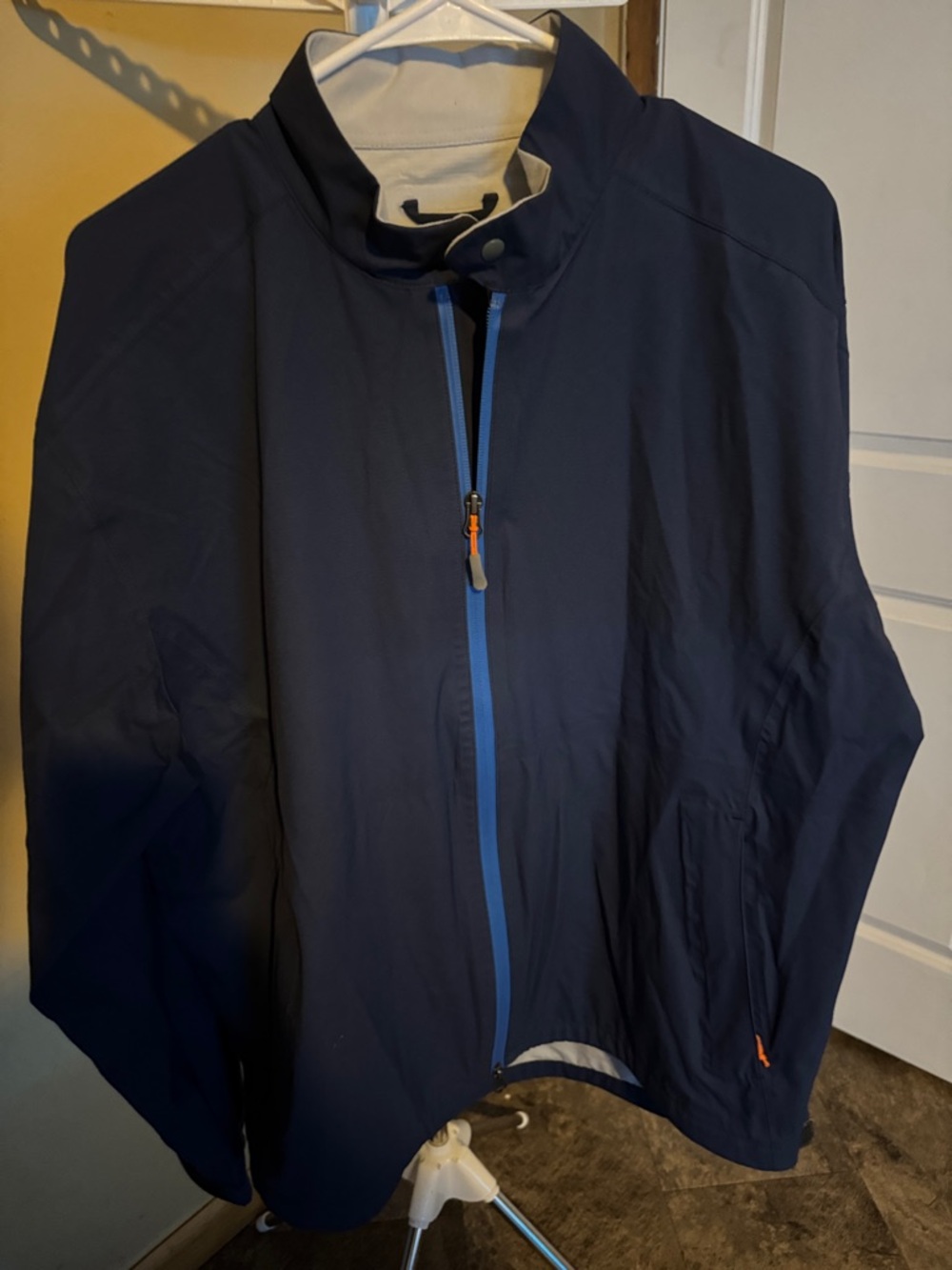 Peter Millar Navy Blue Lightweight Zip-Up Jacket with Bright Blue Trim